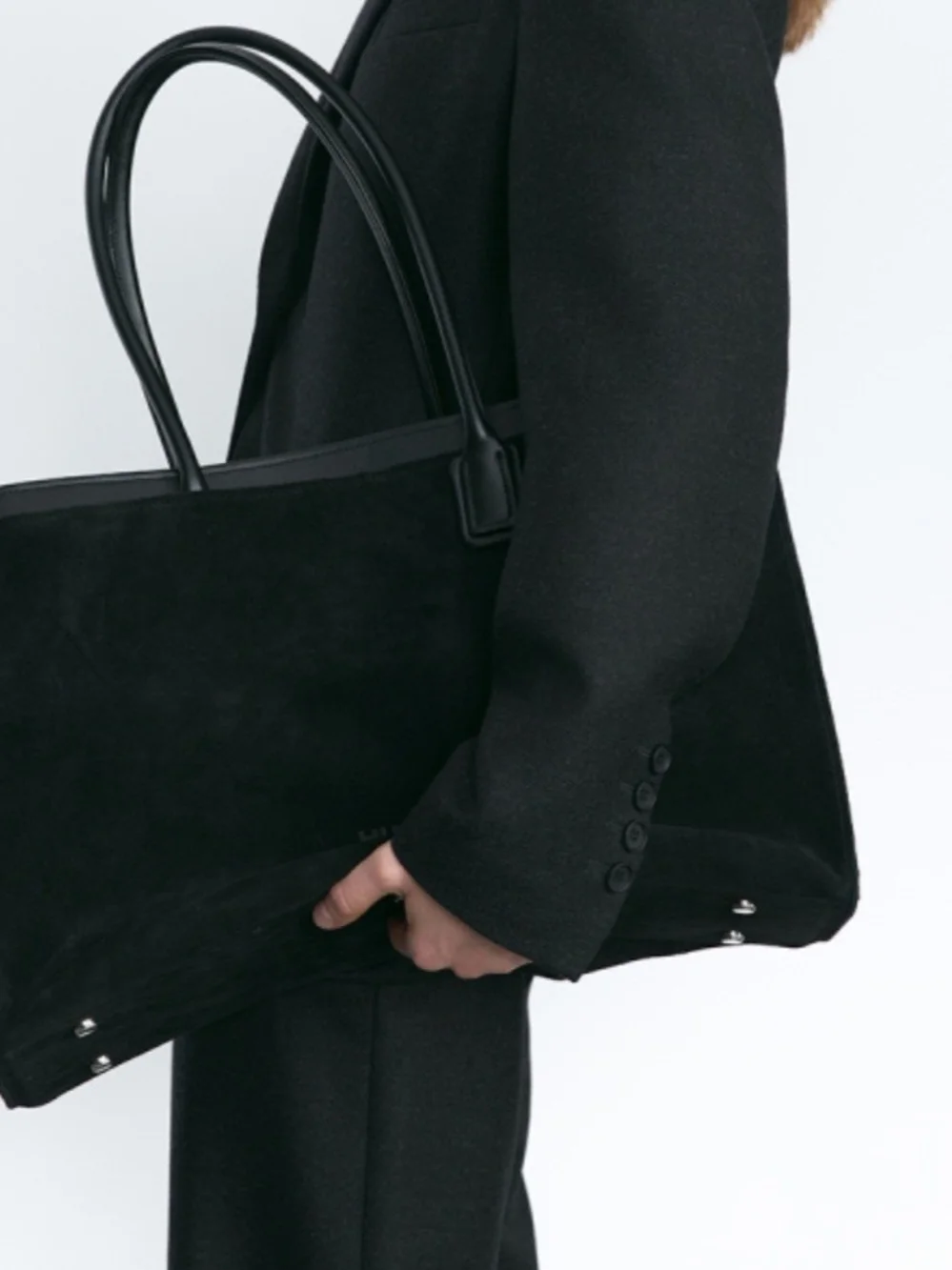 HUKH Lina large suede tote in black